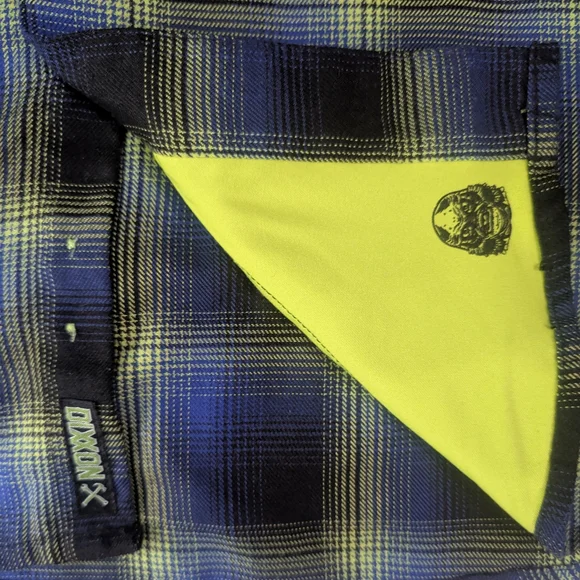 DIXXON The Gill-Man Men's XL Blue and Green Plaid Flannel Shirt - Picture 3 of 4